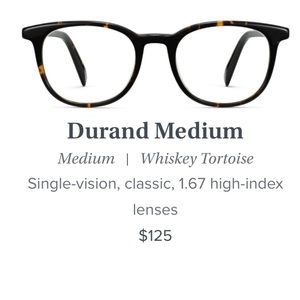 Warby Parker Durand Medium Width Glasses | WhiskeyTortoise | EUC